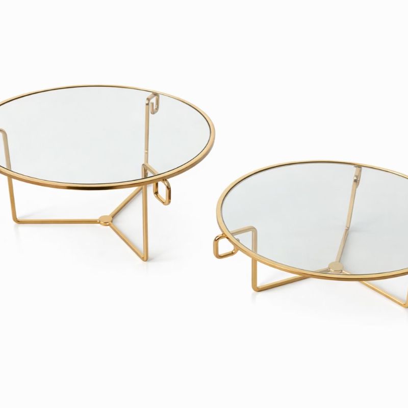Alzata vetro bordo oro rotonda