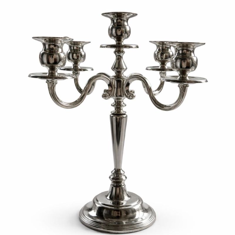 Candelabro argento, 5 candele